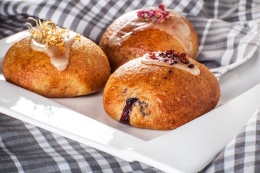 Bezglutenowe pączki pieczone OWOCOWE, 5 sztuk, bez nabiału